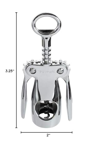 Vinturi Wing Corkscrew Wine Opener with Built-in Bottle Opener, Silver
