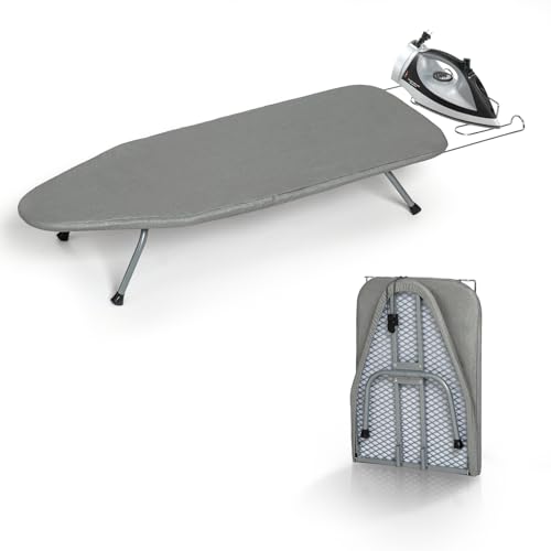 RAINHOL Gray Mini Tabletop Ironing Board 31"x12" Foldable with Iron Rest