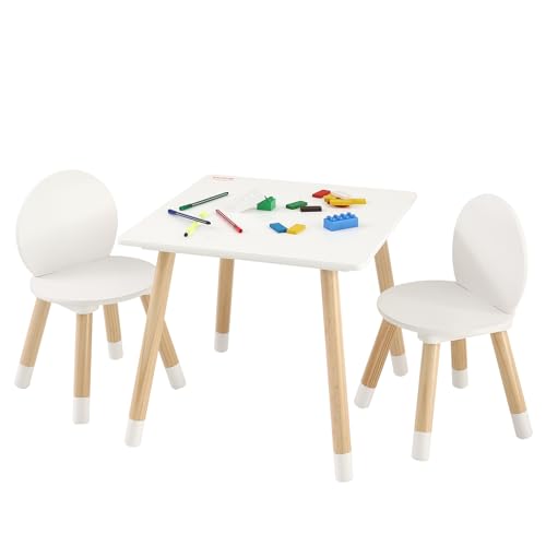 White Kids Table and Chairs Set - Toddler Multi-Activity Play Furniture