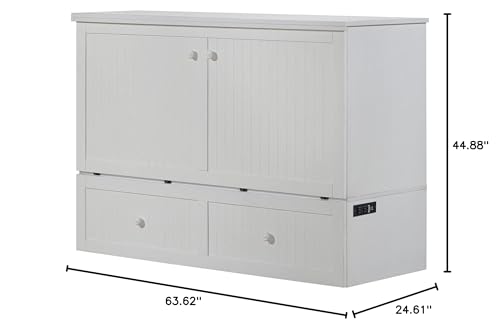 Tuscany Queen Murphy Cabinet Bed with 6-Inch Memory Foam Mattress & Charging