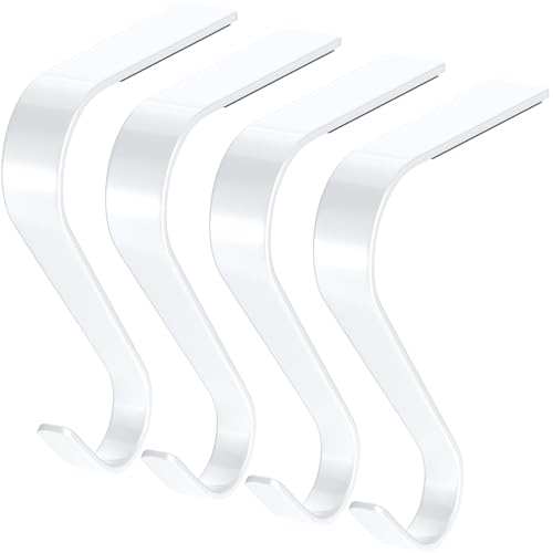 Non-Slip Christmas Stocking Holders for Mantel - Set of 4 Heavy Duty Hooks