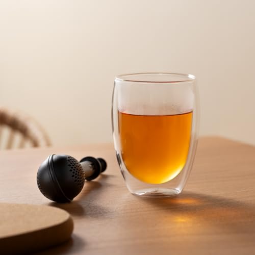 Double Walled Insulated Glass Tumblers, 12 oz Set of 2