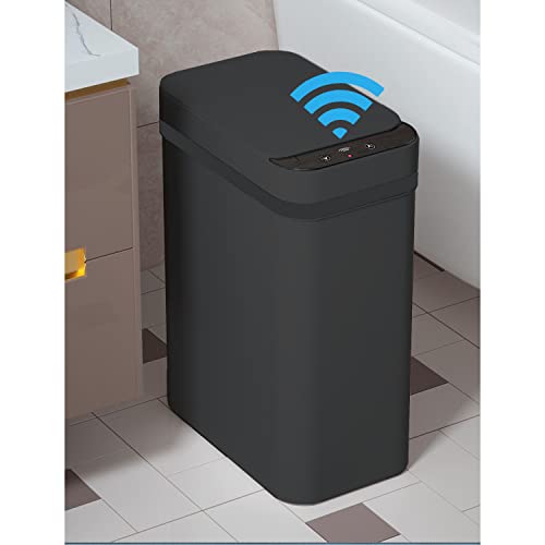 Touchless Bathroom Trash Can 2.5 Gallon Smart Motion Sensor Bin Black