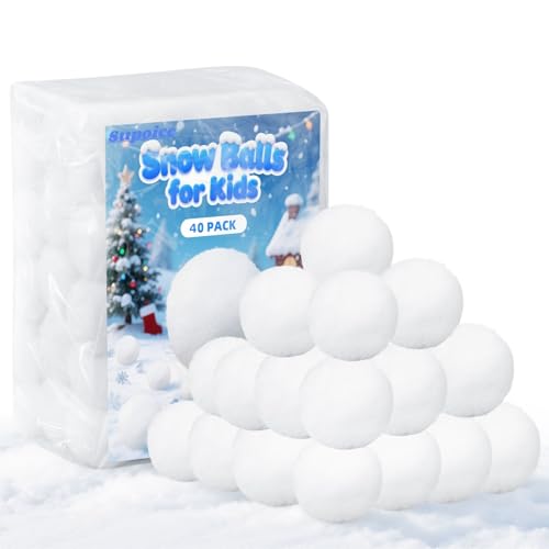 Soft Indoor Fake Snowballs for Snowball Fight Games (40 Pack, 2-Inch)