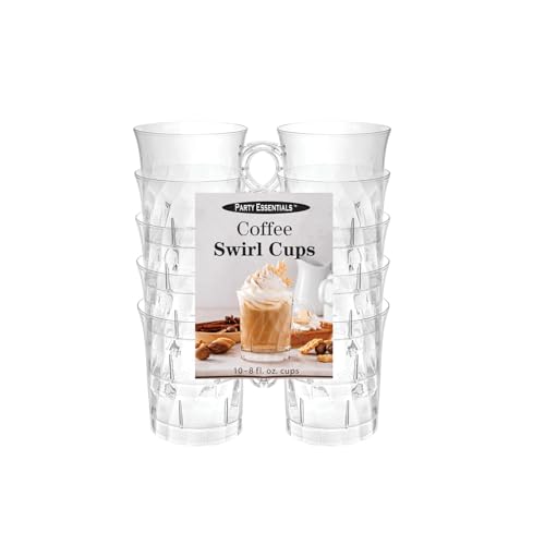 8 oz Clear Hard Plastic Punch Bowl Cups with Handles - 10 Count