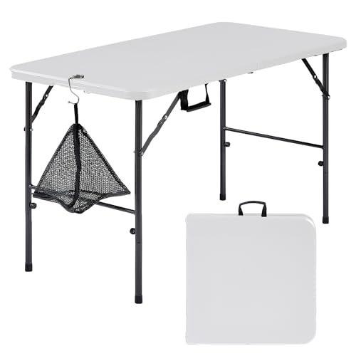 4-Foot Folding Picnic Table with Mesh Bag, Portable Heavy-Duty Utility Table