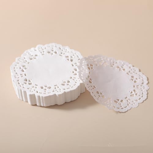 3.5 Inch Round Paper Lace Doilies - Decorative White Food Mats, 250 Pack