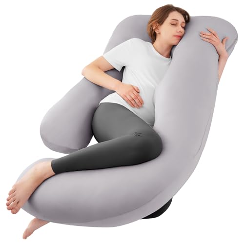Sasttie 57" Cooling U-Shaped Pregnancy Body Pillow with Washable Cover