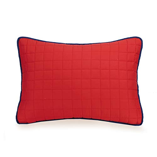 Twin Size Kids Quilt Set - Red & Blue Microfiber Bedding with Pillow Sham - Ayer Red Variation