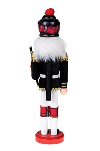 Clever Creations Black Scottish Bagpiper 12-Inch Traditional Wooden Nutcracker Christmas Decor