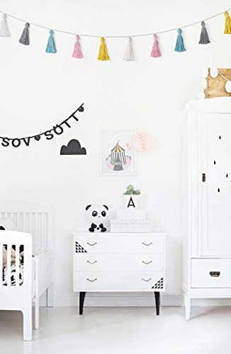 2-Pack Pastel Cotton Tassel Garland Boho Wall Hanging for Nursery Decor