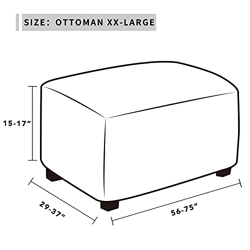 XX-Large Waterproof Ottoman Cover - Dark Gray Slipcover for Footstool