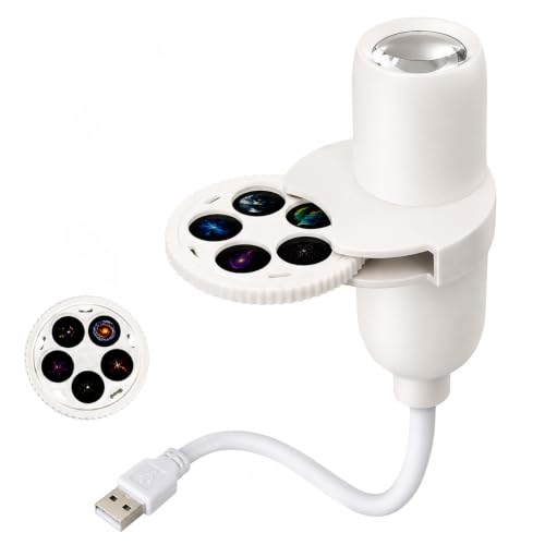 LED Galaxy Star Projector with 15 Interchangeable Scenes & Flexible Neck