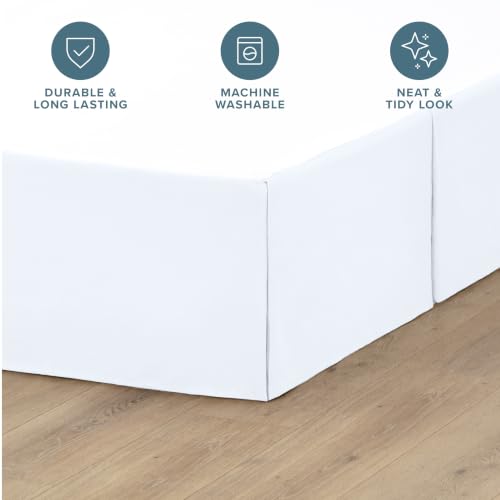 Queen Microfiber Bed Skirt - 15-Inch Drop Tailored Pleated Dust Ruffle