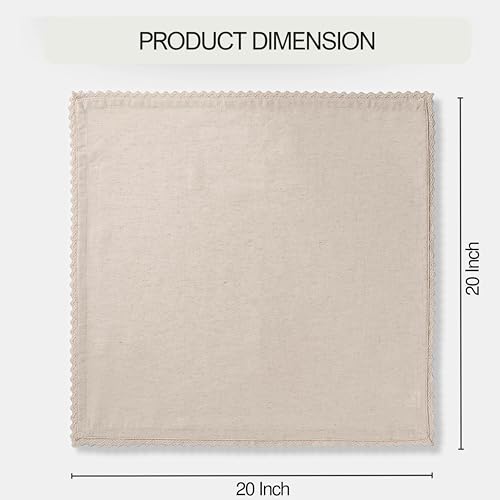 Ivory Lace Cloth Napkins 20x20 Inch - 12 Pack Cotton Linen Blend