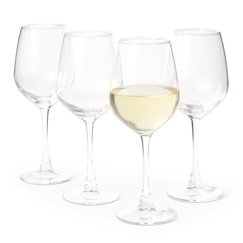 Stemmed White Wine Glasses, 12 oz. Dishwasher-Safe Set of 4