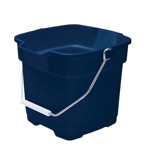 12-Quart Heavy-Duty Square Cleaning Bucket with Pour Spout - Blue