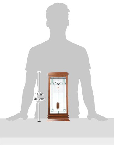 Prairie Style Mantel Clock with Geometric Pendulum and Walnut Finish