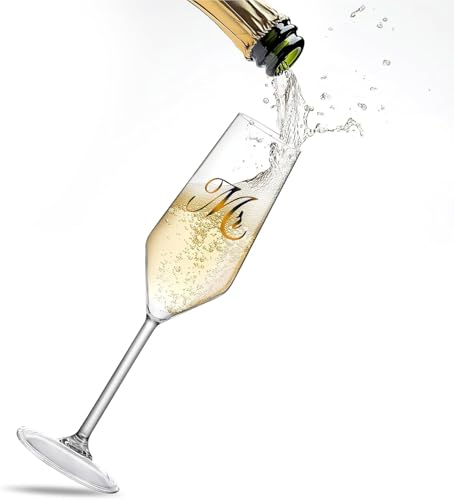 Mr. & Mrs. Champagne Flute Set - Crystal Wedding Toasting Glasses