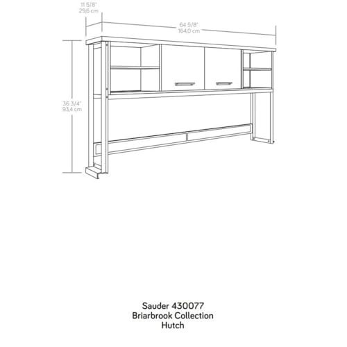 65-Inch Office Desk Hutch with Adjustable Shelves and Hidden Storage