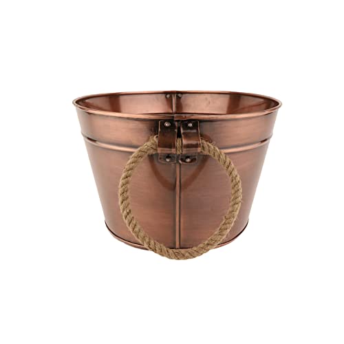 G.E.T. Copper Beverage Tub 4 Gallon Antique Copper Rope Handles Commercial