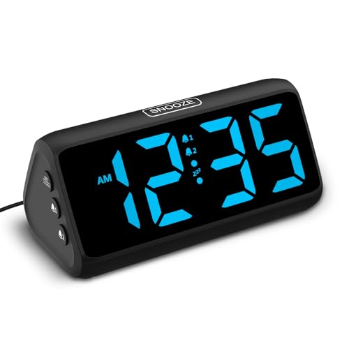 Digital Alarm Clock for Bedrooms - Loud Dual Alarm, Dimmable LED Display