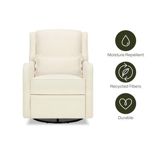 Ivory Nursery Glider Recliner with 360-Degree Swivel and Stain-Repellent Fabric