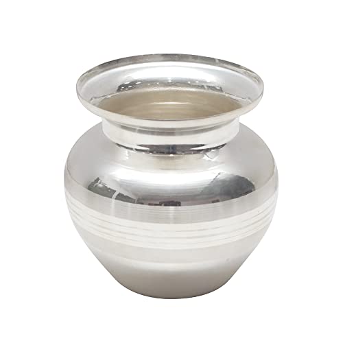 Silver Plated Kalash Pot - Medium Decorative Vessel for Puja and Rituals