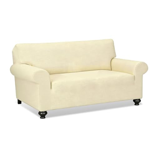 3-Cushion Stretch Sofa Cover - Cream, Machine Washable, Non-Slip