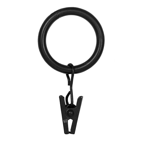 Metal Curtain Clip Rings for 3/4-Inch Rods, Set of 14, Black