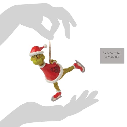 Enesco Jim Shore Grinch Ice Skating Ornament - Hand Painted Christmas Figurine