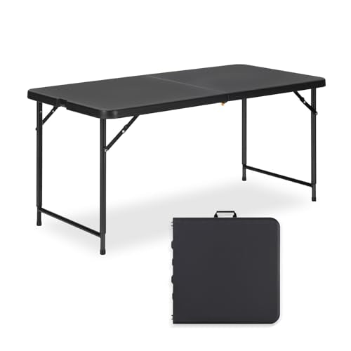4ft Adjustable Folding Table, Portable HDPE Utility Table for Indoor Outdoor