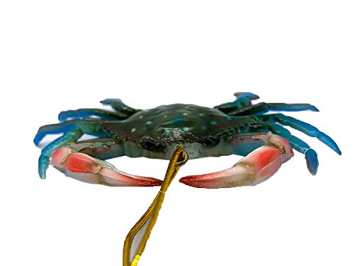Hand Painted Blue Crab Christmas Ornament - Nautical Maryland Themed Holiday Decor, 4in