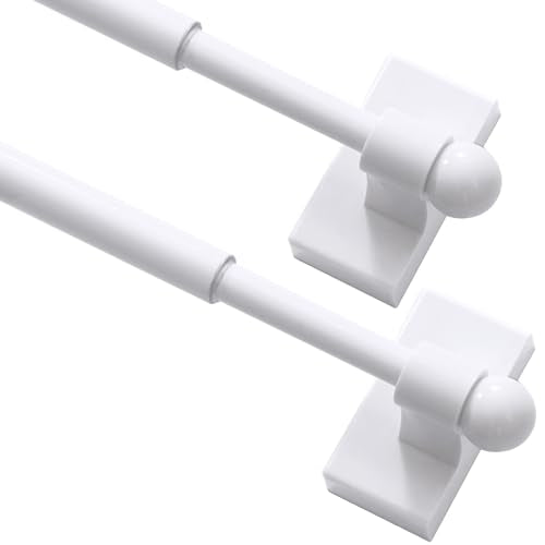 Magnetic Curtain Rods for Metal Doors, 16-28 Inch, White - 2 Pack