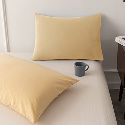 Ultra-Soft 100% Washed Cotton Duvet Cover Set - Queen, Cream Yellow