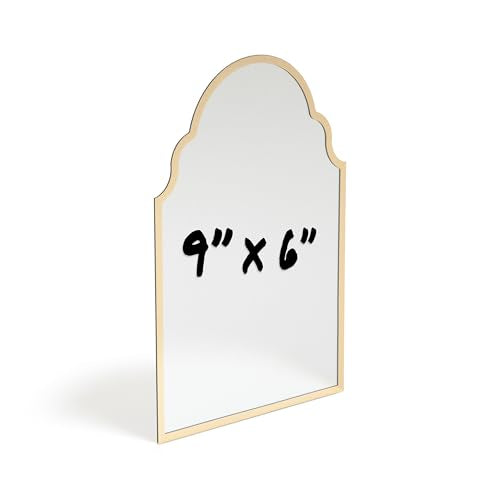 Magnetic Arch Locker Mirror, 9 x 6 Inch Gold Frame Mirror