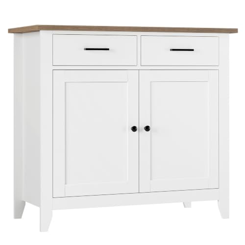 Farmhouse Kitchen Storage Cabinet, Buffet Sideboard with 2 Drawers and Doors