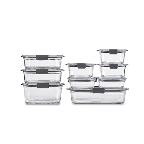 Rubbermaid Brilliance Glass Food Storage Containers Set of 9 Leak-Proof