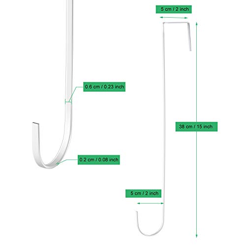 15-Inch Over The Door Wreath Hangers - 6-Pack Metal Front Door Hooks, White