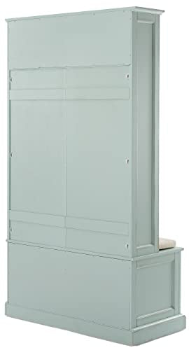 Crosley Furniture Holbrook Hall Tree with Shoe Storage & Cushioned Bench - Distressed Seafoam Blue