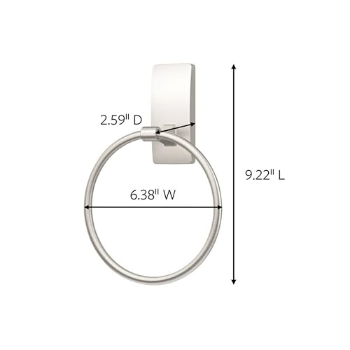 Command Satin Nickel Bathroom Hand Towel Ring with Adhesive Strips