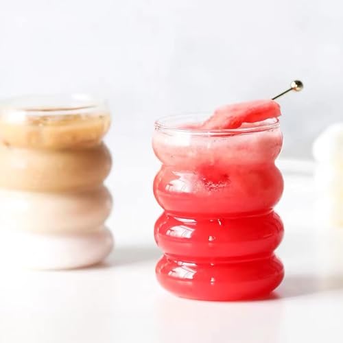 14oz Can-Shaped Drinking Glasses Set with Glass Straws and Cleaning Brush