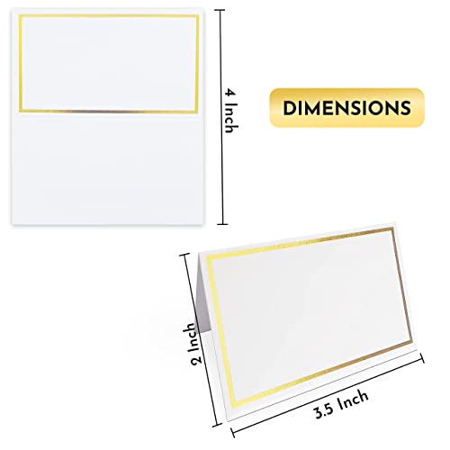 100-Pack Gold Foil Tent Place Cards for Wedding Table Settings 2x3.5 Inch