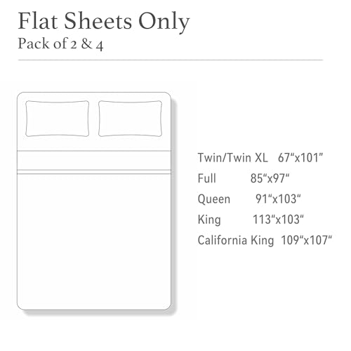 4-Pack Twin Size Flat Sheet, 100% Cotton Percale Bed Sheet, White 67x101