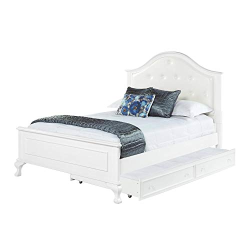 3-Piece Twin Kids Bedroom Set in White with Faux Leather Headboard