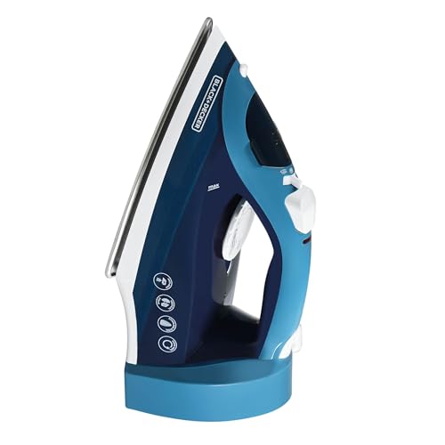 BLACK+DECKER Steam Iron for Clothes with Retractable Cord and Stainless Steel Soleplate