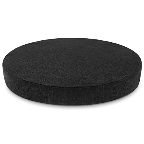 16-Inch Round Chair Seat Cushion, Non-Slip High-Density Foam Stool Pad, Black