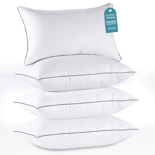 HUXMEYSON Standard Bed Pillows Set of 4 - Down Alternative Firm Support