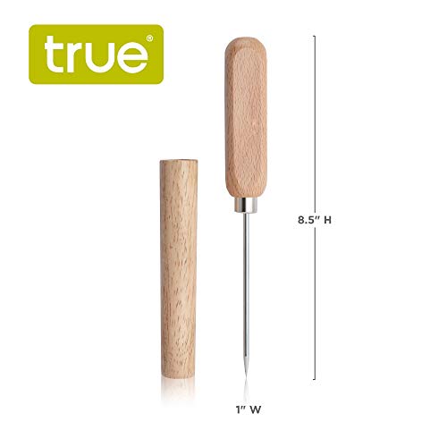 True Spike Stainless Steel Ice Pick with Cover & Wood Handle - 8.5" Bar & Cocktail Tool