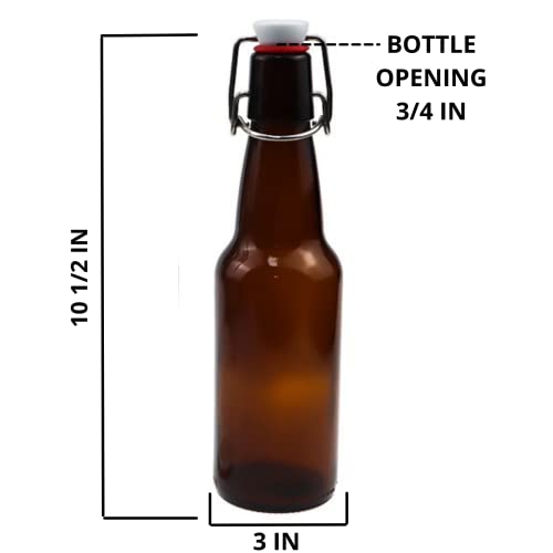 1 Gallon Glass Jug with 6 Pack 16oz Amber Flip-Top Beverage Growlers